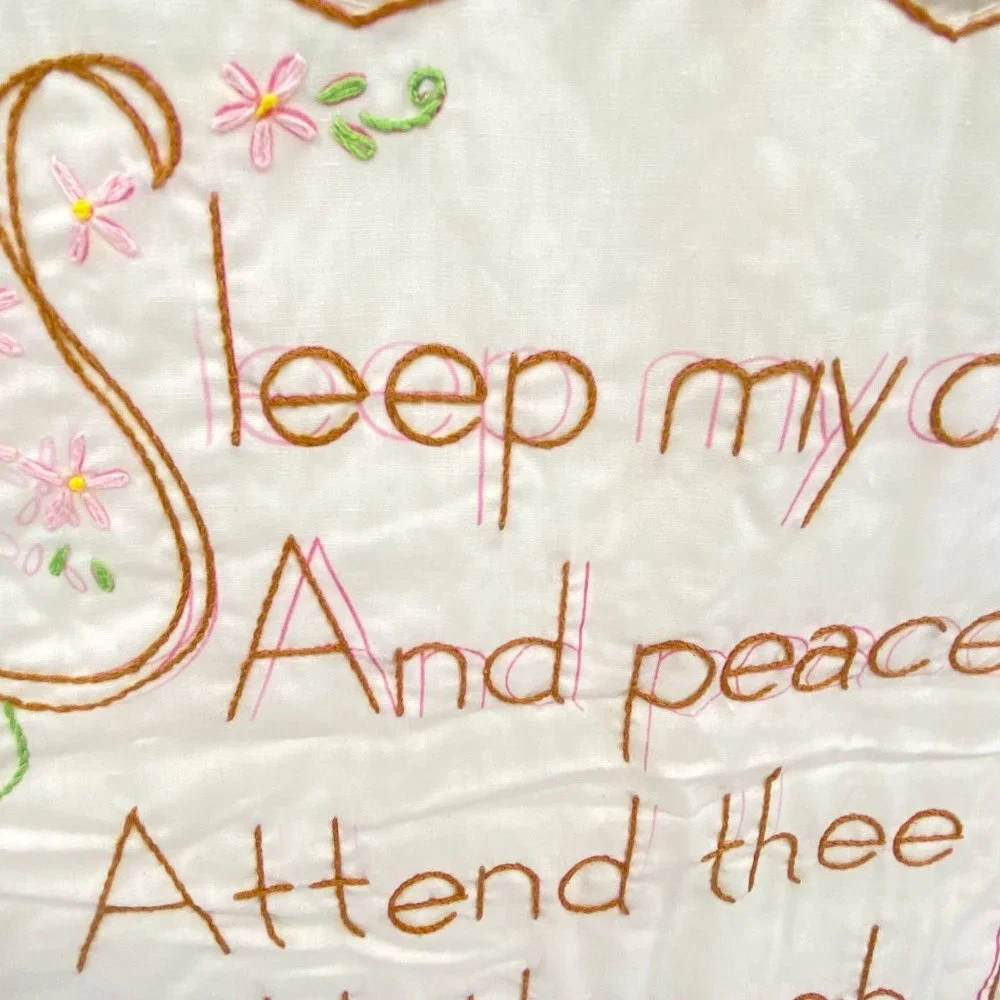 Angel‎ embroidered baby crib quilt blanket yellow white unisex boy girl
